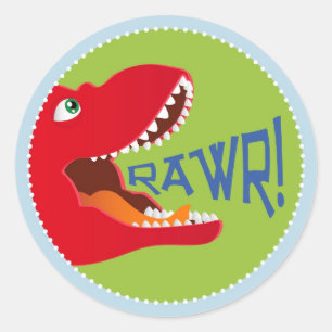 Dinosaur Tyrannosaurus Rex Birthday Cupcake Topper Classic Round Sticker
