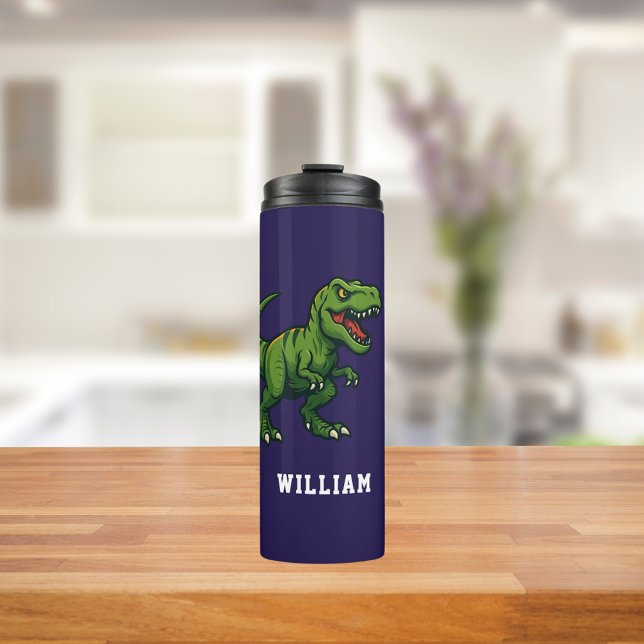 Dinosaur Tyrannosaurus Rex name blue green Thermal Tumbler (Creator Uploaded)