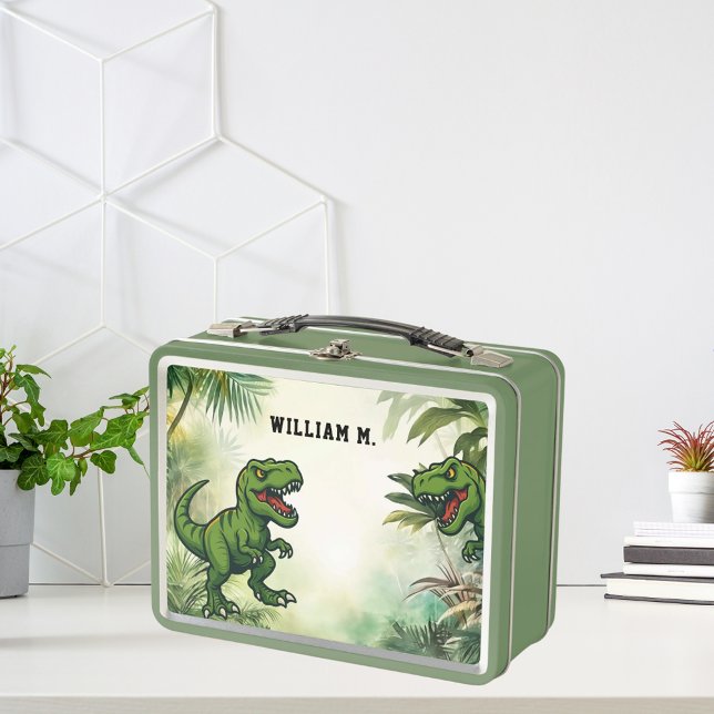 Dinosaur Tyrannosaurus Rex name jungle Metal Lunch Box (Creator Uploaded)