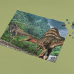 Dinosaur Tyrannosaurus Spinosaurus   Jigsaw Puzzle<br><div class="desc">This design may be personalised by choosing the Edit Design option. You may also transfer onto other items. Contact me at colorflowcreations@gmail.com or use the chat option at the top of the page if you wish to have this design on another product or need assistance. See more of my designs...</div>