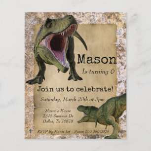 Dinosaur Tyrannosaurus T-Rex Child Birthday Invita Flyer