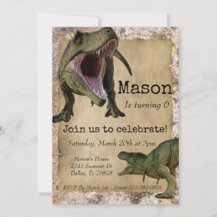 Dinosaur Tyrannosaurus T-Rex Child Birthday Invitation
