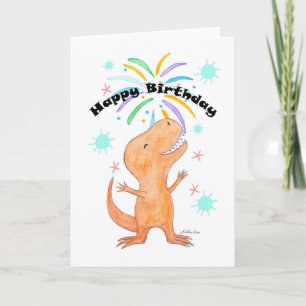 Dinosaur tyrannosaurus T-rex cute happy birthday Card