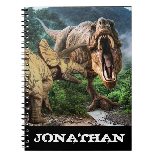 Dinosaur Tyrannosaurus Triceratops Attack Notebook (Front)