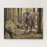 Dinosaur Tyrannosaurus Triceratops   Jigsaw Puzzle<br><div class="desc">This design may be personalised by choosing the Edit Design option. You may also transfer onto other items. Contact me at colorflowcreations@gmail.com or use the chat option at the top of the page if you wish to have this design on another product or need assistance. See more of my designs...</div>
