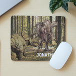 Dinosaur Tyrannosaurus Triceratops  Personalised  Mouse Mat<br><div class="desc">This design may be personalised by choosing the Edit Design option. You may also transfer onto other items. Contact me at colorflowcreations@gmail.com or use the chat option at the top of the page if you wish to have this design on another product or need assistance. See more of my designs...</div>