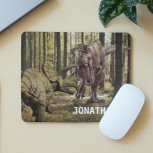 Dinosaur Tyrannosaurus Triceratops  Personalised  Mouse Mat