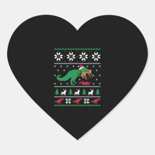 Dinosaur Ugly Christmas Funny Christmas   Heart Sticker