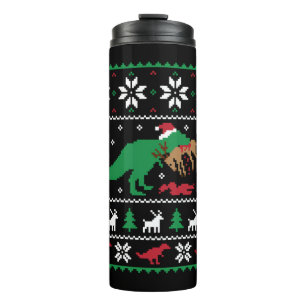 Dinosaur Ugly Christmas Funny Christmas Thermal Tumbler