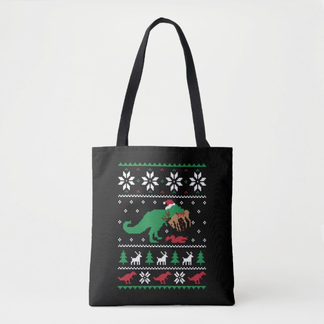 Dinosaur Ugly Christmas Funny Christmas   Tote Bag (Front)
