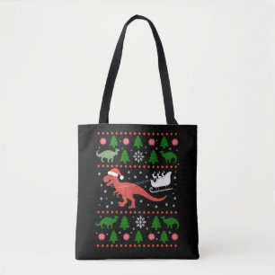 Dinosaur Ugly Christmas Sweater Dino T-rex Tote Bag