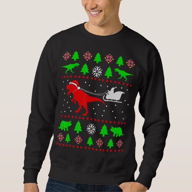 Dinosaur Ugly Christmas Sweater  for adults kids (Front)