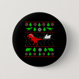 Dinosaur Ugly Christmas Sweater For Adults Kids 6 Cm Round Badge