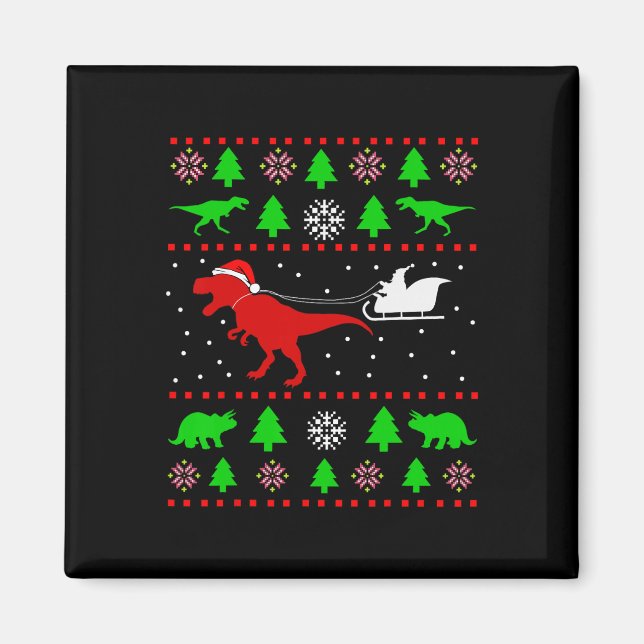 Dinosaur Ugly Christmas Sweater For Adults Kids  Magnet (Front)