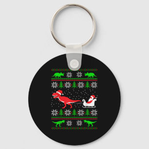 Dinosaur Ugly Christmas Sweater Funny Christmas  Key Ring