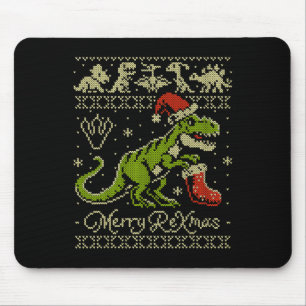 Dinosaur Ugly Christmas Sweater - Funny Christmas  Mouse Mat