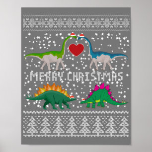 Dinosaur Ugly Christmas Sweater Funny Xmas Gift Poster