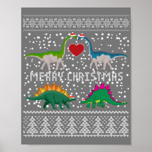Dinosaur Ugly Christmas Sweater Funny Xmas Gift Poster (Front)