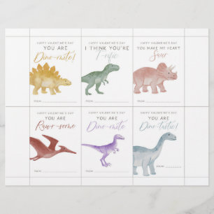 Dinosaur Valentine Cards for Kids Custom Letterhead