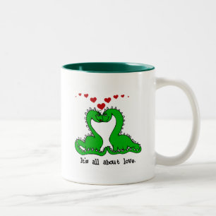 Dinosaur Valentine Love Tshirts and Gifts Two-Tone Coffee Mug