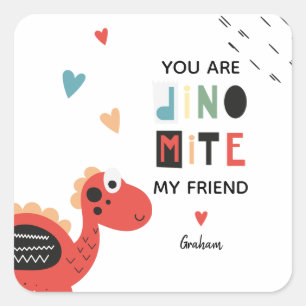 Dinosaur Valentine Square Sticker
