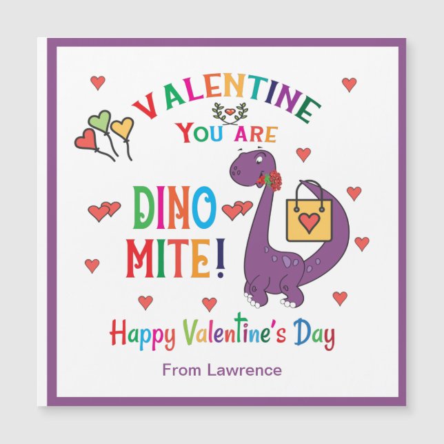 Dinosaur Valentine You are Dino-mite Classroom  (Front)