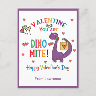 Dinosaur Valentine You are Dino-mite Classroom   Postcard