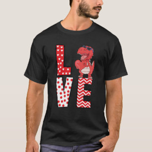 Dinosaur Valentines Day Love Valentine Cute Hearts T-Shirt