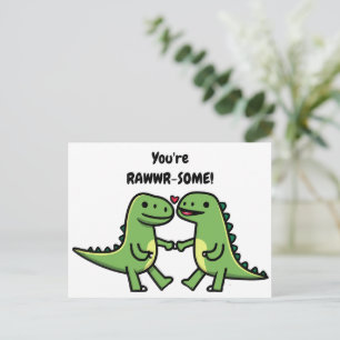 Dinosaur valentines  holiday postcard