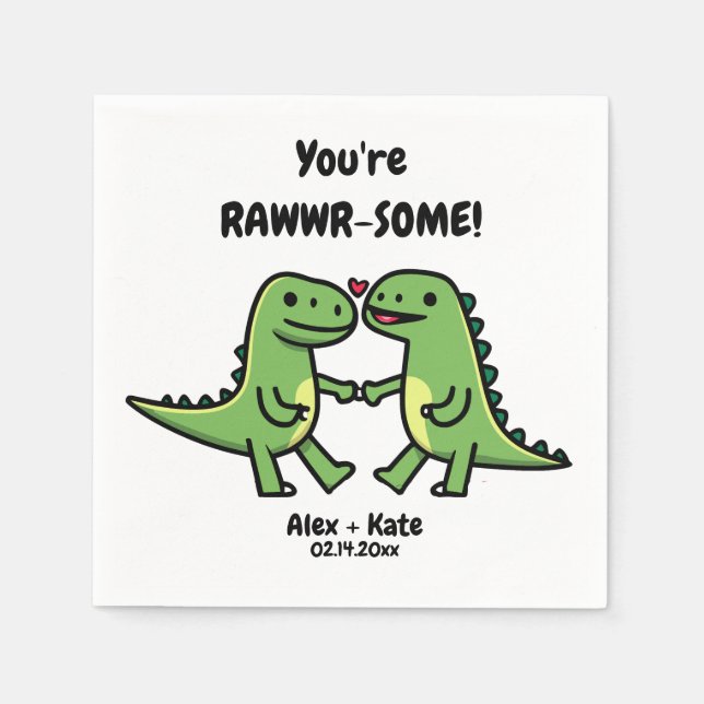 Dinosaur Valentines  Napkin (Front)