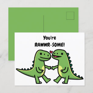 Dinosaur valentines  postcard