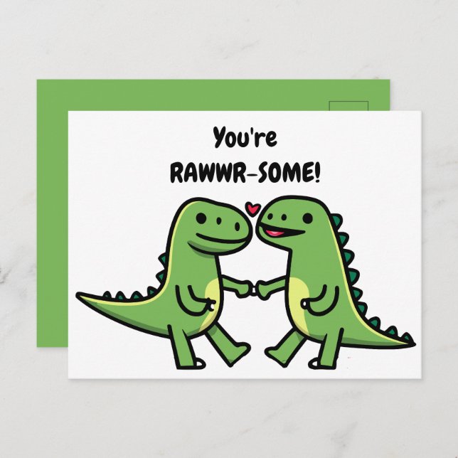 Dinosaur valentines  postcard (Front/Back)