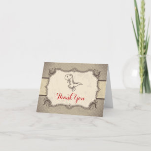 Dinosaur Vintage Retro Thank You Card