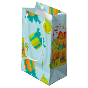 Dinosaur Volcano Birthday Cake Dino Eggs Balloons Small Gift Bag