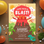 Dinosaur Volcano Kids Birthday Invitation<br><div class="desc">Invite your guests to have a blast with this Dinosaur Volcano Kids Birthday Design. This design features an erupting volcano in a lush jungle with dinosaurs. The reverse is a pattern of Dinosaur spots. You can customise this further by clicking on the "PERSONALIZE" button. For further questions please contact us...</div>