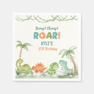 Dinosaur Watercolor Birthday Napkin