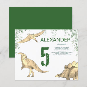 Dinosaur watercolor Birthday Party budget green