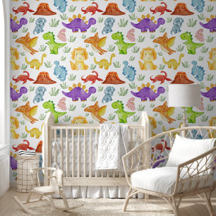 Dinosaur Watercolor Kids Room Wallpaper