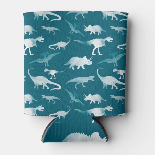 Dinosaur Watercolor: Textile Pattern Can Cooler (Front)