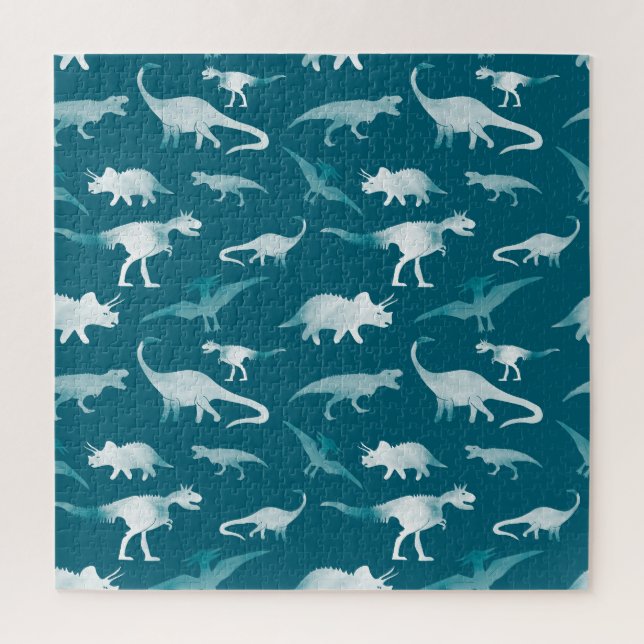 Dinosaur Watercolor: Textile Pattern Jigsaw Puzzle (Vertical)