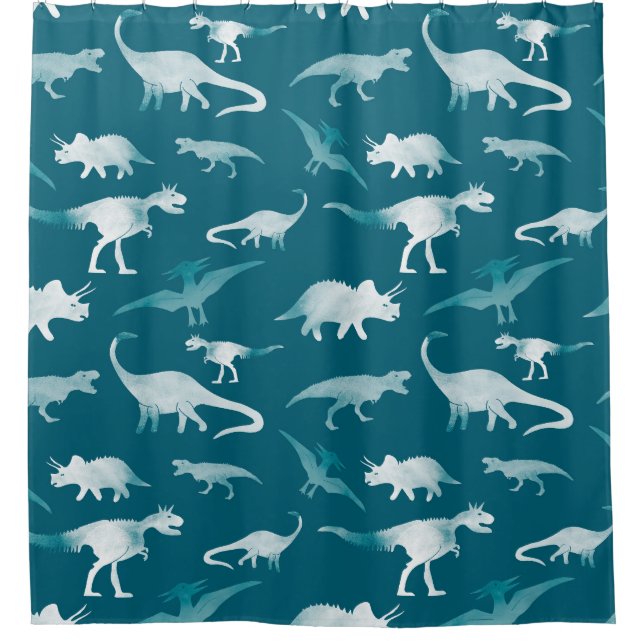 Dinosaur Watercolor: Textile Pattern Shower Curtain (Front)