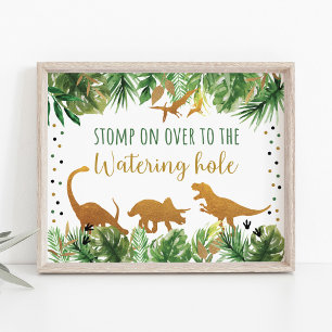 Dinosaur Watering Hole Birthday Sign