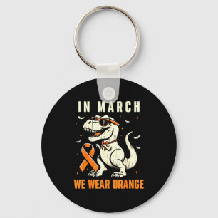 Dinosaur We Wear Orange Ribbon Multiple Sclerosis  Key Ring