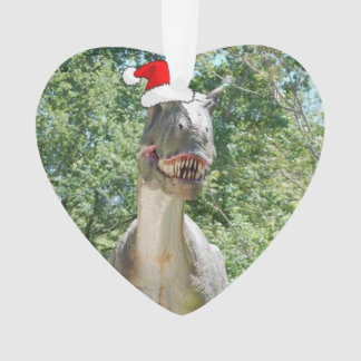 Dinosaur wearing a Santa Claus Hat for Christmas Ornament