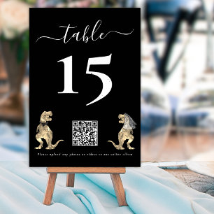 Dinosaur Wedding Black & White QR Code for Photos Table Number