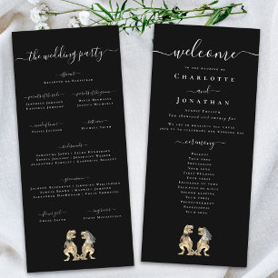 Dinosaur Wedding Ceremony Black & White Program Menu
