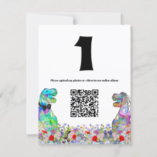 Dinosaur Wedding Colorful Wildflower QR Code 