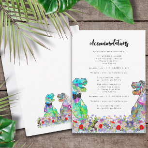 Dinosaur Wedding Colourful Floral Accommodations Enclosure Card