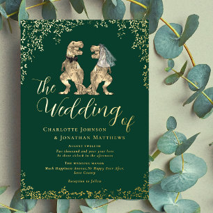 Dinosaur Wedding Dark Green and Gold