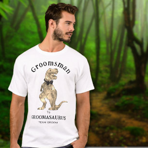 Dinosaur Wedding Funny Bachelor Party Groomsman  T-Shirt
